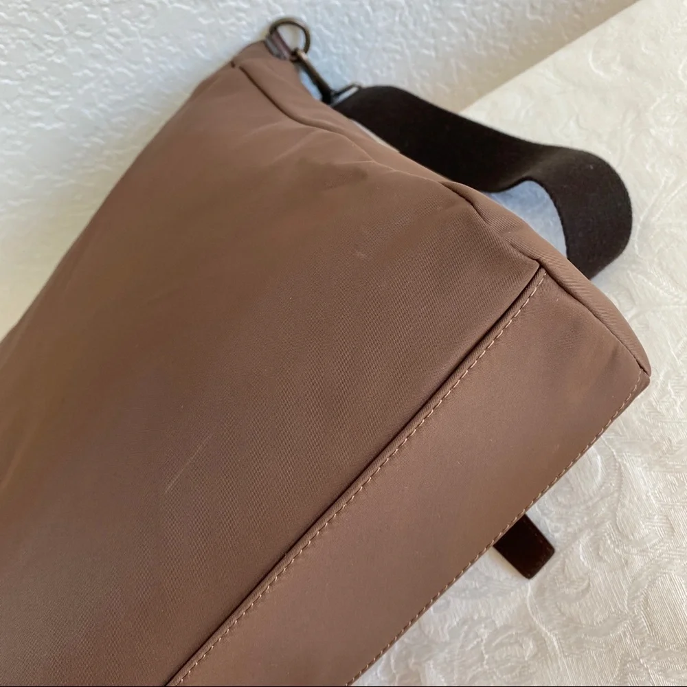 Burberry brown front pocket nylon tote bag